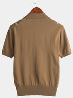 Men's Casual Vintage Knit Short Sleeve Striped Golf Polo Shirt