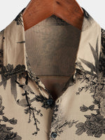 Men's Bamboo Floral VIntage Summer Hawaiian Rayon Holiday Button Up Short Sleeve Shirt