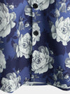 Men's Rose Blue Floral Beach Summer Button Up Vacation Short Sleeve Summer Shirt