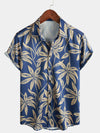 Men's Floral Tropical Summer Button Up Vacation Beach Short Sleeve Shirt