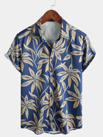 Men's Floral Tropical Summer Button Up Vacation Beach Short Sleeve Shirt
