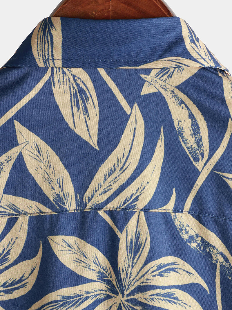 Men's Floral Tropical Summer Button Up Vacation Beach Short Sleeve Shirt
