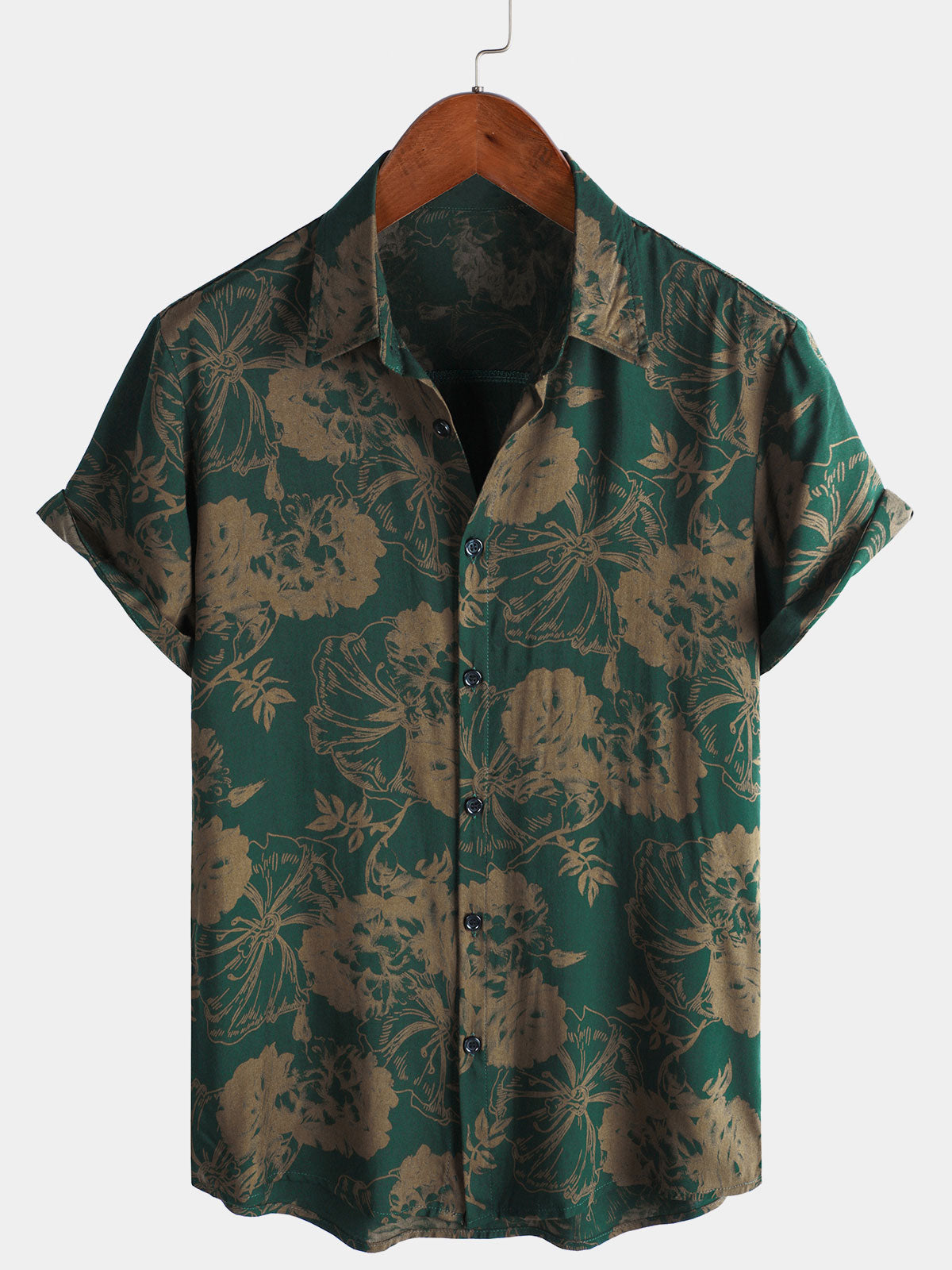 Men's Hawaiian Vintage Floral Summer Beach Short Sleeve Shirt