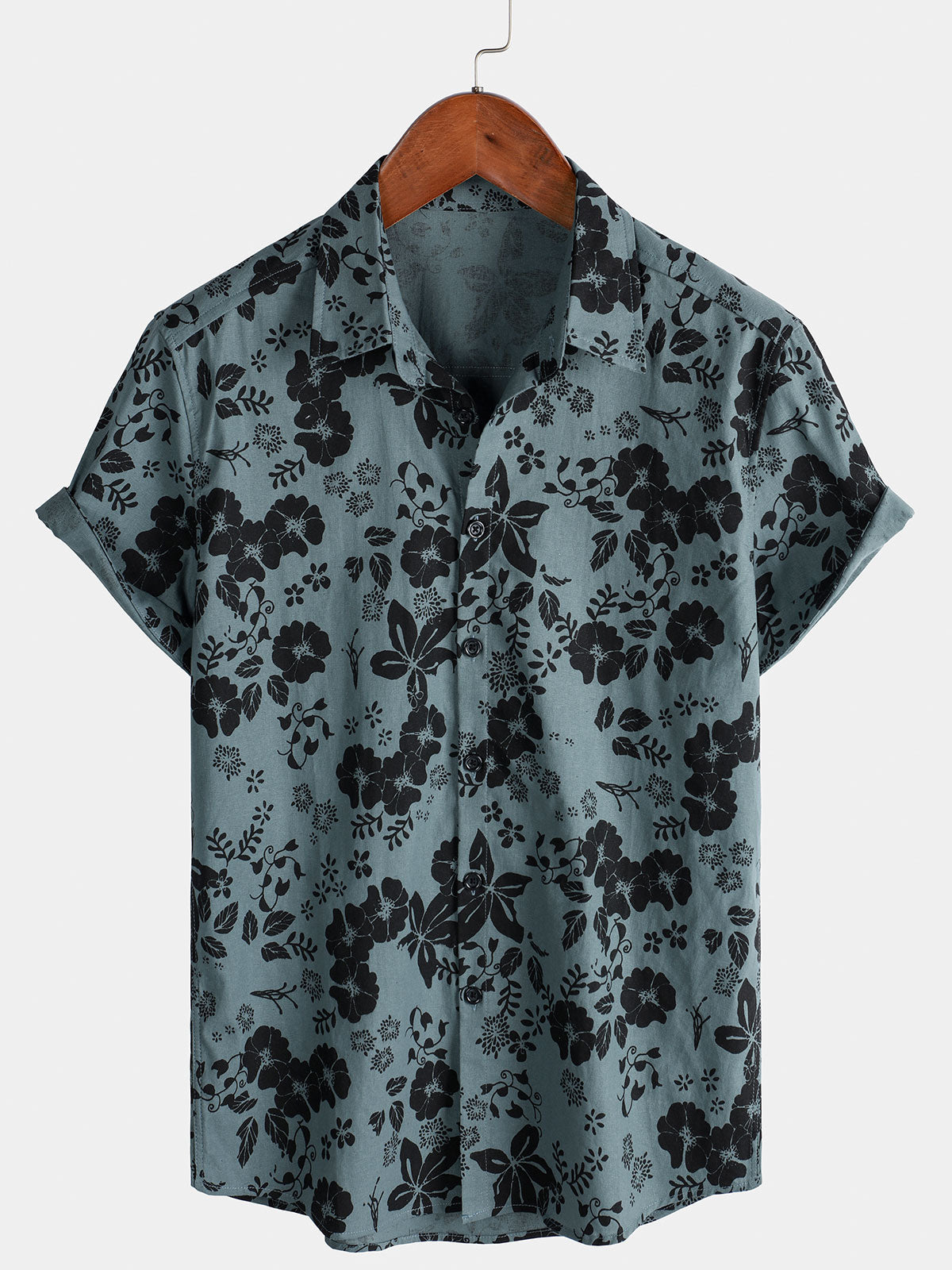 Men's Retro Floral Cotton-Linen Blend Resort Short Sleeve Shirt