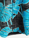 Men's Summer Tropical Print Pocket Cool Black Hawaiian Beach Short Sleeve Button Shirt