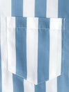 Men's Blue and White Striped Casual Pocket Summer Button Up Short Sleeve Shirt
