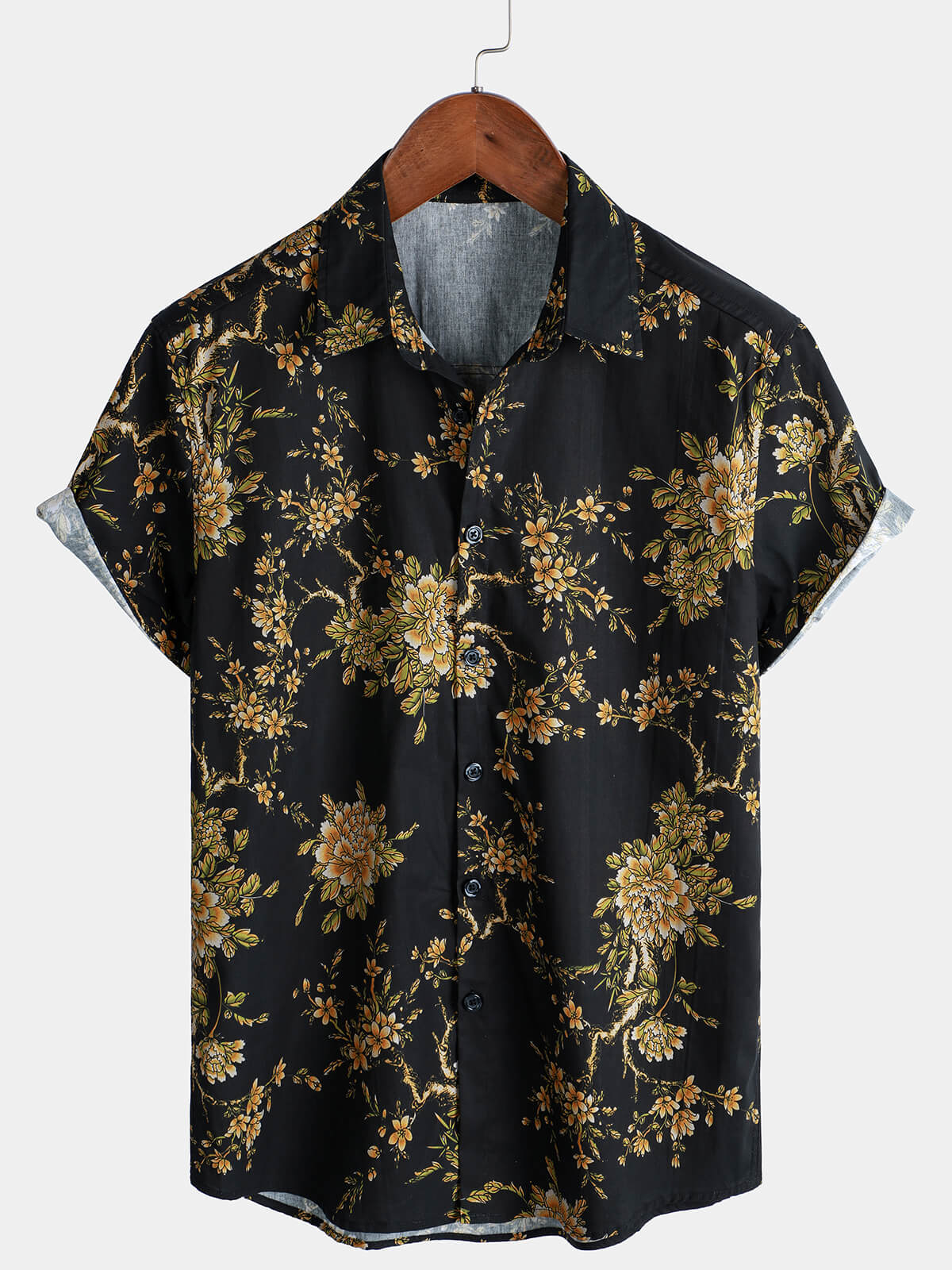 Men's Floral Vacation Cotton Short Sleeve Shirt