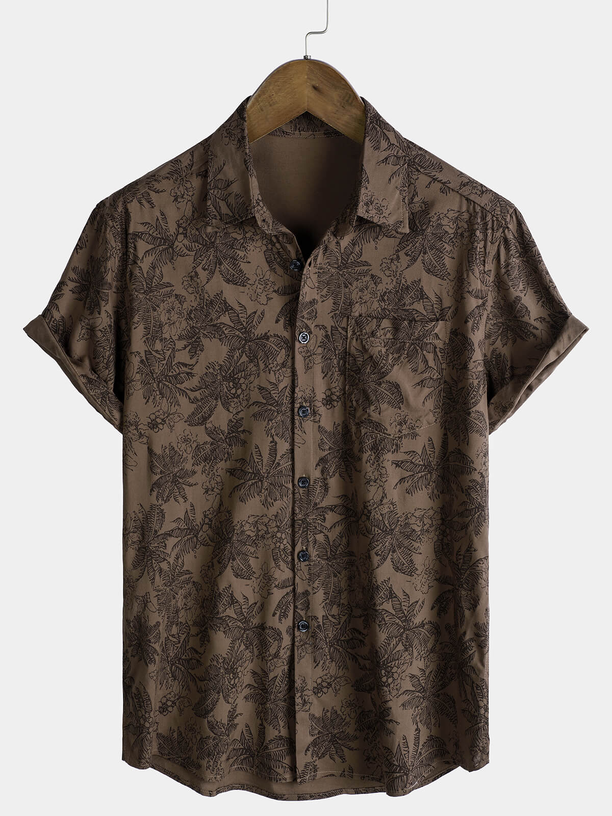Men's Tropical Print Rayon Hawaiian Short Sleeve Shirt