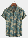 Bundle Of 3 | Men's Retro Beach Hawaiian Cotton Holiday Button Up Blue Short Sleeve Floral Shirts