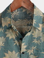 Bundle Of 3 | Men's Retro Beach Hawaiian Cotton Holiday Button Up Blue Short Sleeve Floral Shirts