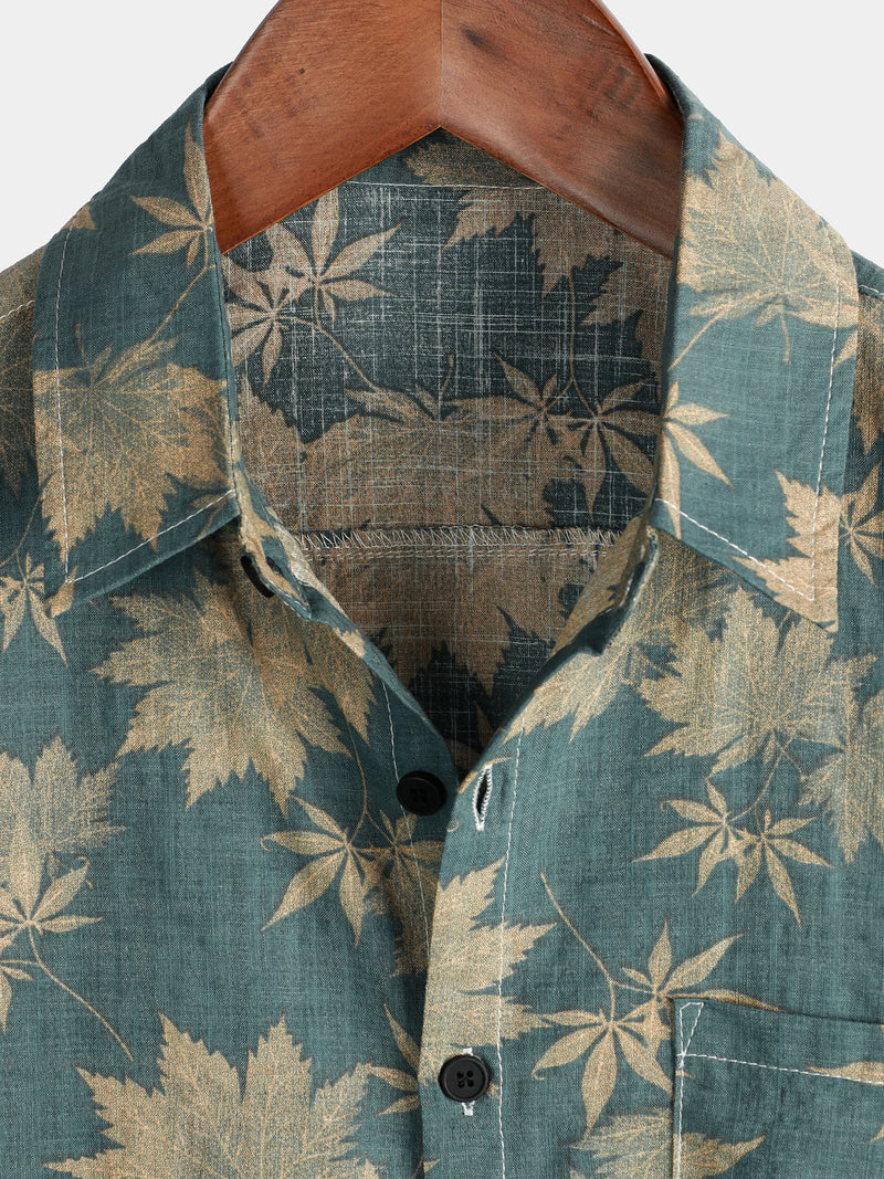 Bundle Of 3 | Men's Retro Beach Hawaiian Cotton Holiday Button Up Blue Short Sleeve Floral Shirts