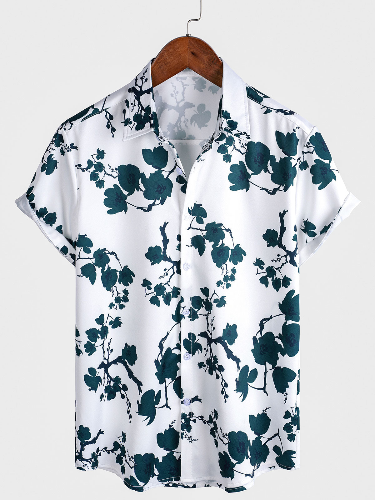 Men's Summer Floral Button Up Short Sleeve Holiday Beach Shirt
