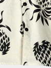 Men's Cotton Pineapple Print Summer Hawaiian Beach Beige Button Up Short Sleeve Shirt
