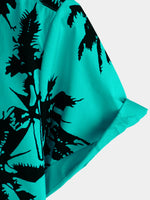 Men's 100% Cotton Palm Tree Print Summer Beach Hawaiian Short Sleeve Shirt