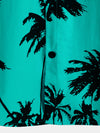 Men's 100% Cotton Palm Tree Print Summer Beach Hawaiian Short Sleeve Shirt