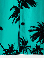 Men's 100% Cotton Palm Tree Print Summer Beach Hawaiian Short Sleeve Shirt