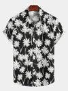 Men's Beach Summer Black Hawaiian Holiday Tropical Button Up Short Sleeve Shirt