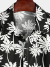 Men's Beach Summer Black Hawaiian Holiday Tropical Button Up Short Sleeve Shirt