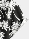 Men's Beach Summer Black Hawaiian Holiday Tropical Button Up Short Sleeve Shirt