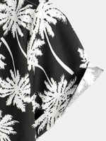 Men's Beach Summer Black Hawaiian Holiday Tropical Button Up Short Sleeve Shirt
