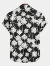 Men's Beach Summer Black Hawaiian Holiday Tropical Button Up Short Sleeve Shirt