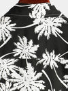 Men's Beach Summer Black Hawaiian Holiday Tropical Button Up Short Sleeve Shirt