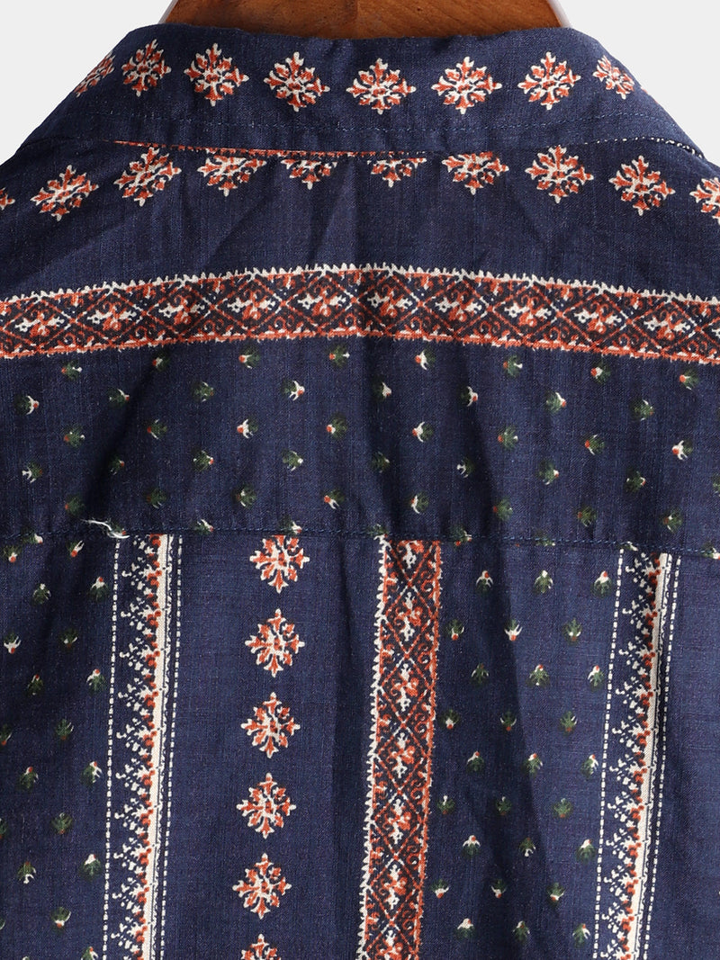 Bundle Of 3 | Men's Retro Floral Print Cotton Vintage Holiday Western Short Sleeve Shirts