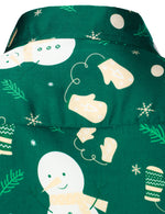 Men's Christmas Snowman Print Xmas Party Holiday Button Up Long Sleeve Shirt