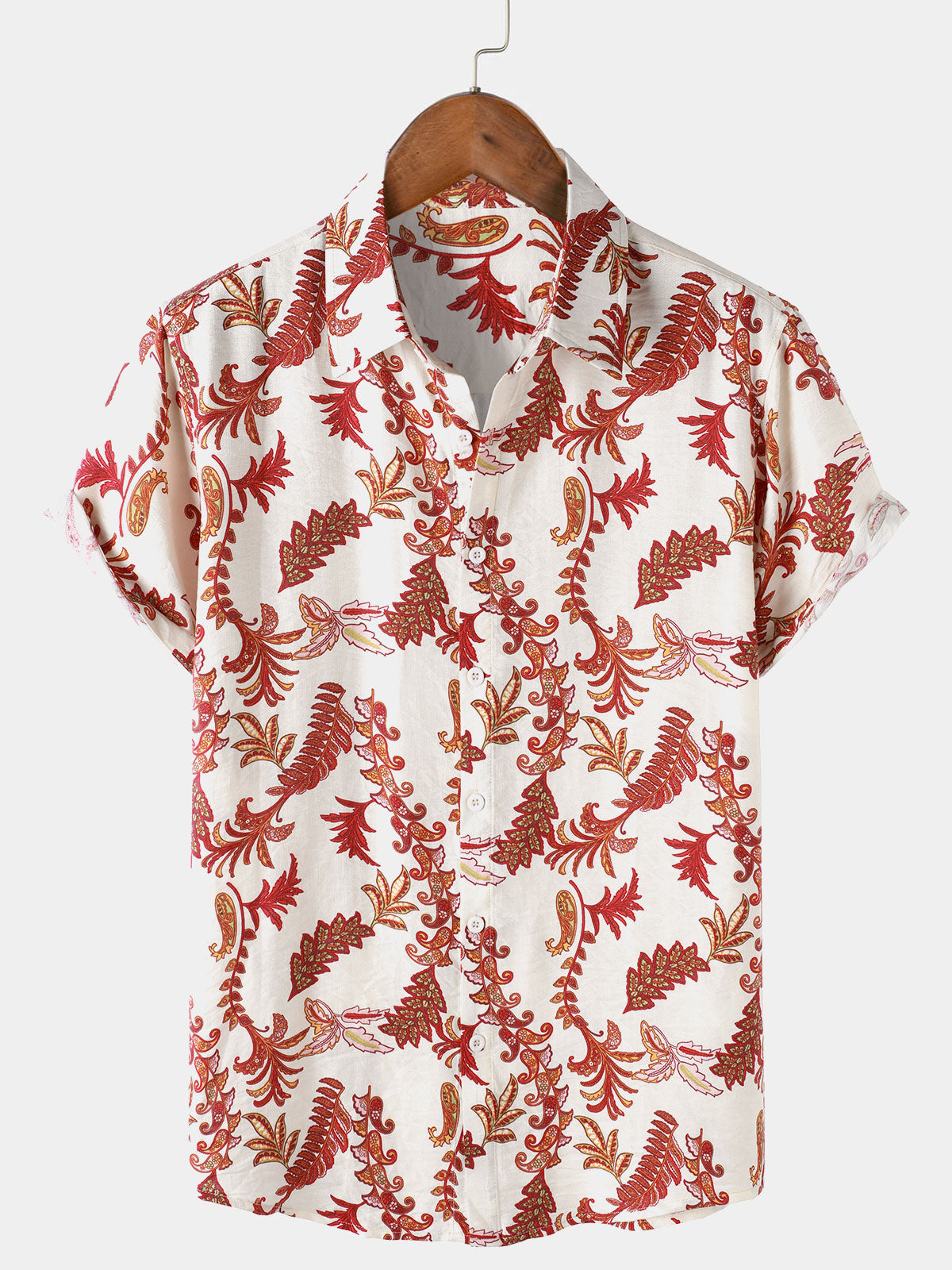 Men's Paisley Floral Vacation Button Up Short Sleeve Shirt