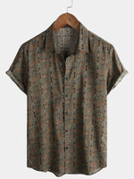 Bundle Of 3 | Men's Retro Floral Print Cotton Vintage Holiday Western Short Sleeve Shirts