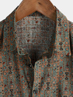 Bundle Of 3 |Men's Vintage Paisley Print 70s Green Boho Retro Tribal Short Sleeve Shirts