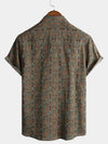 Bundle Of 3 |Men's Vintage Paisley Print 70s Green Boho Retro Tribal Short Sleeve Shirts