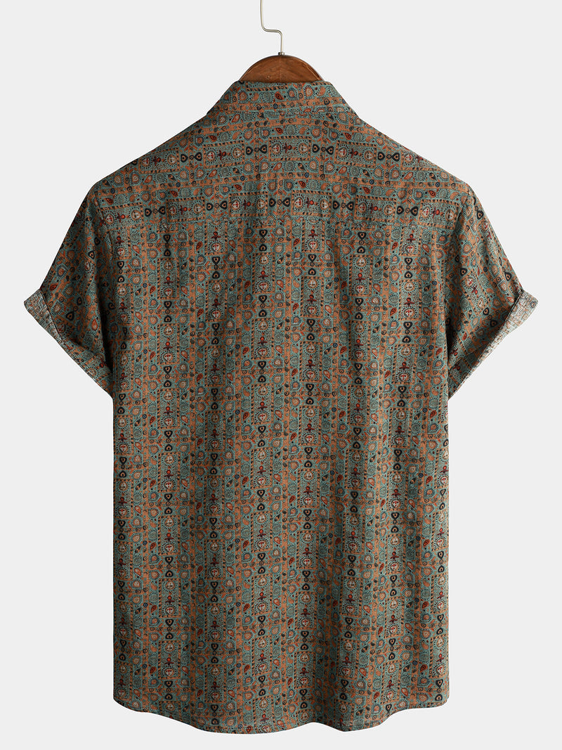 Bundle Of 3 | Men's Vintage Flower Holiday Breathable Short Sleeve Button Up Shirts