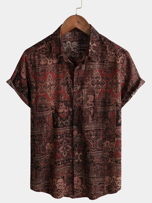 Bundle Of 3 | Men's Vintage Flower Holiday Breathable Short Sleeve Button Up Shirts