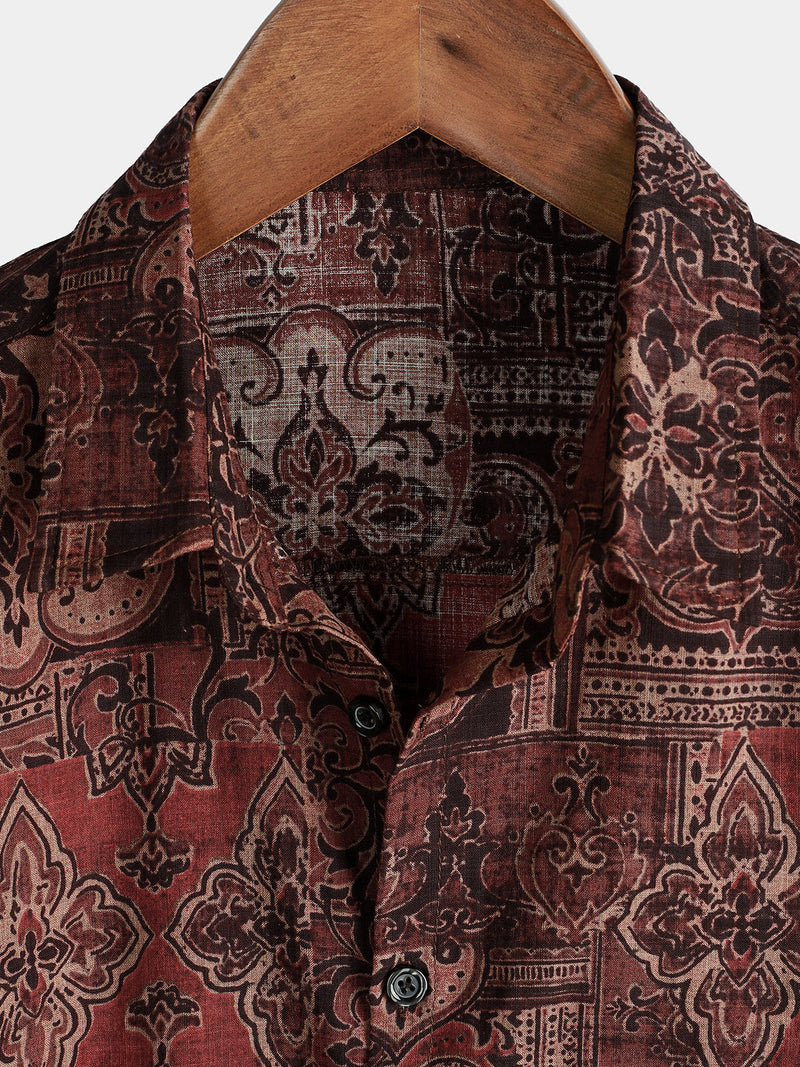 Bundle Of 3 | Men's Vintage Flower Holiday Breathable Short Sleeve Button Up Shirts