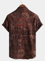 Bundle Of 3 | Men's Retro Floral Print Cotton Vintage Holiday Western Short Sleeve Shirts