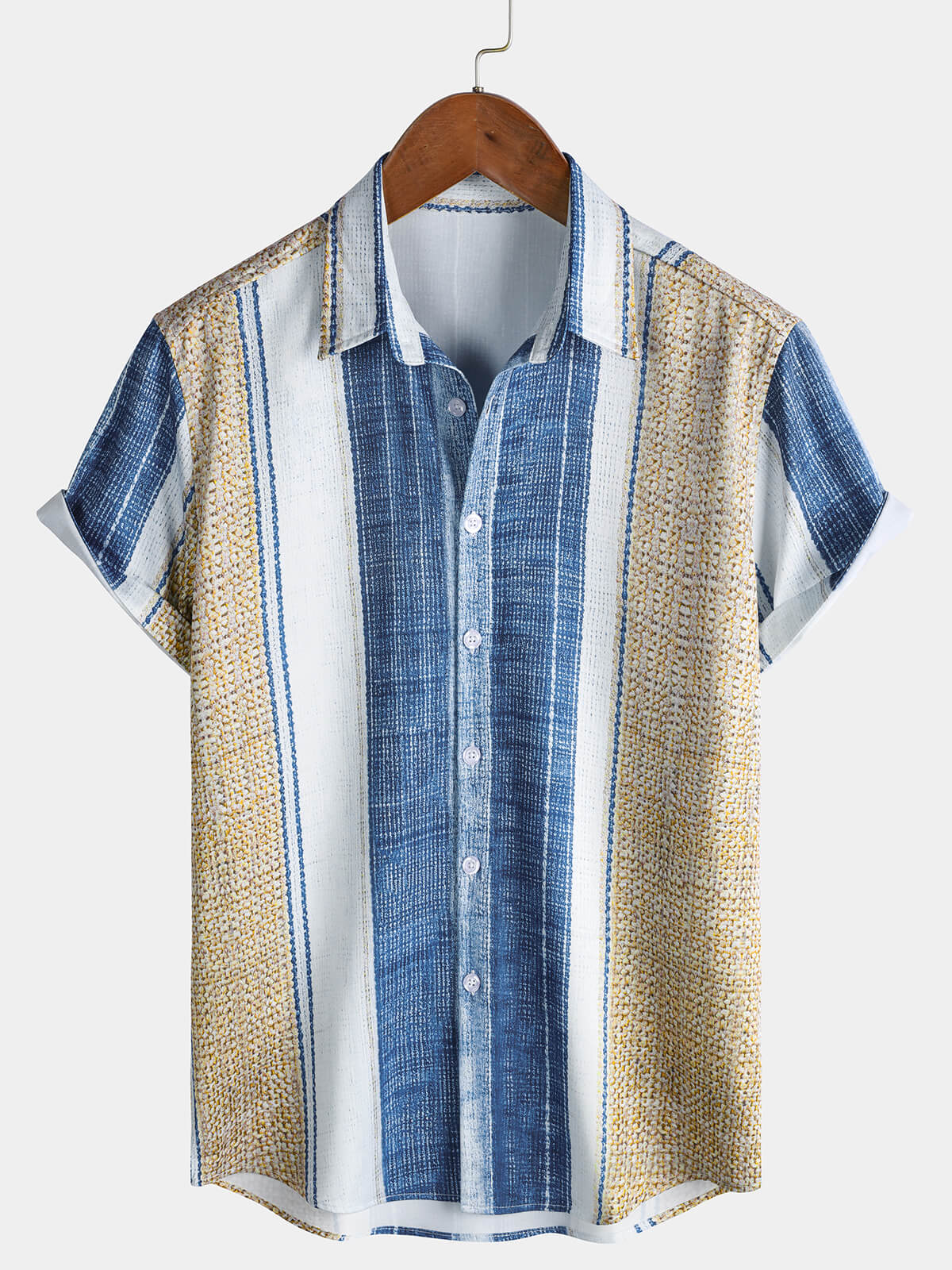 Men’s Graphic Stripe Print Short Sleeve Shirt