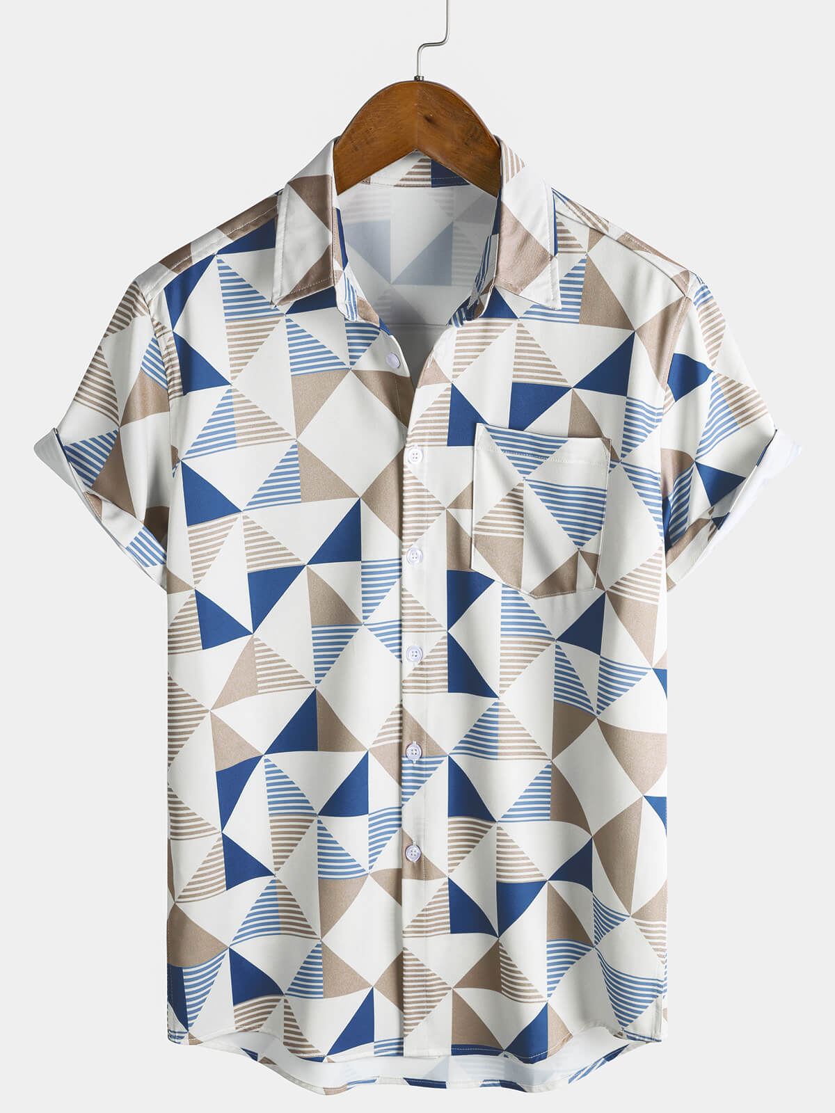 Men’s Geometric Triangle Print Short Sleeve Shirt