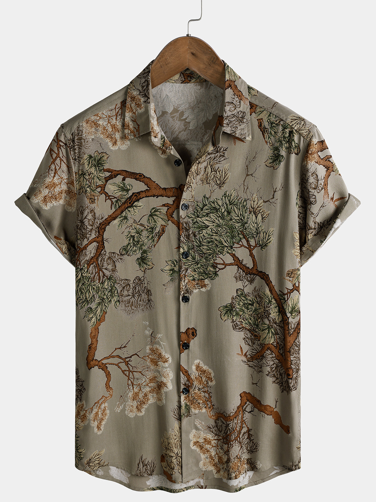 Men’s Vintage Woodland Print Short Sleeve Shirt