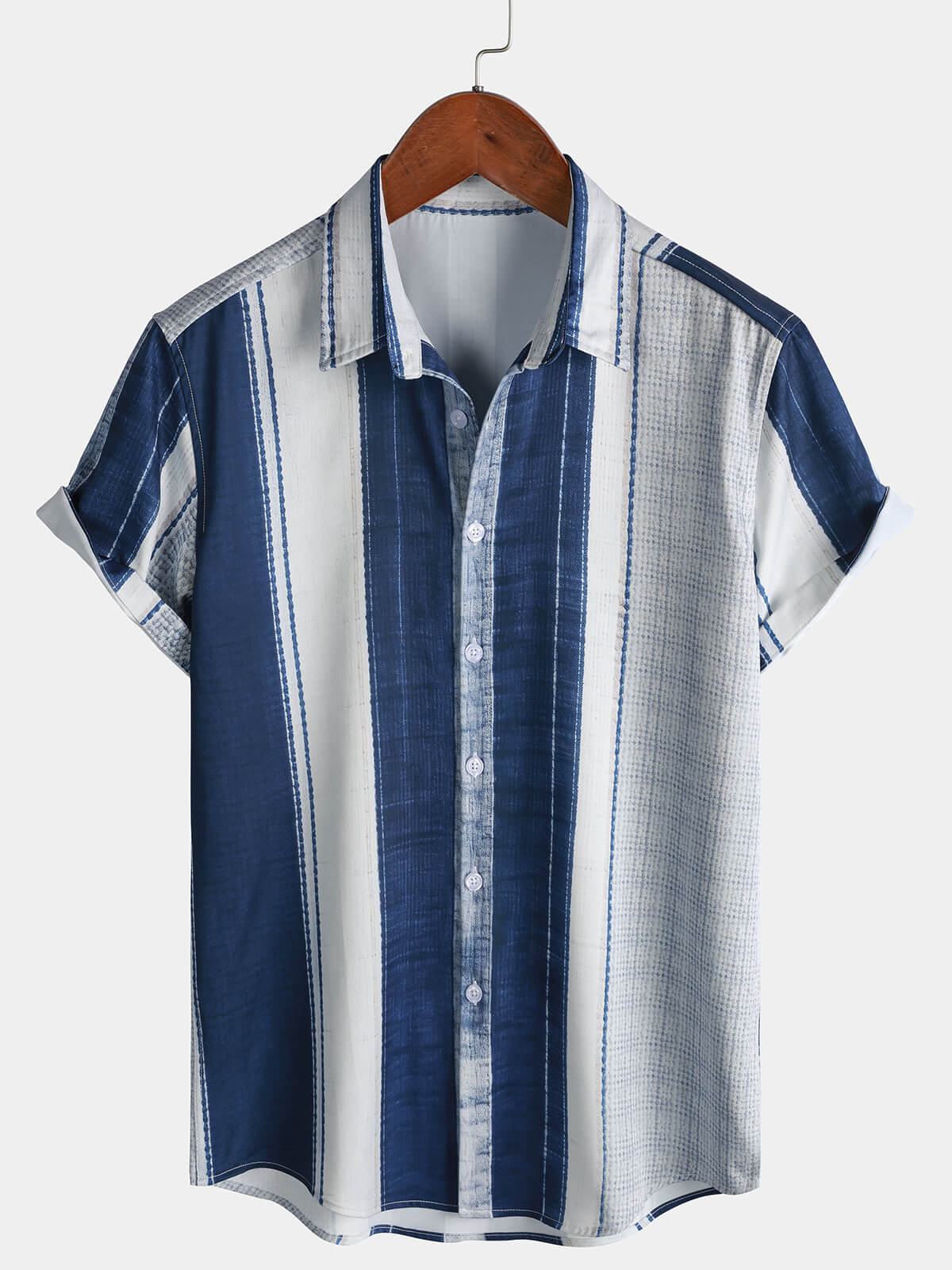 Men’s Graphic Stripe Casual Short Sleeve Shirt