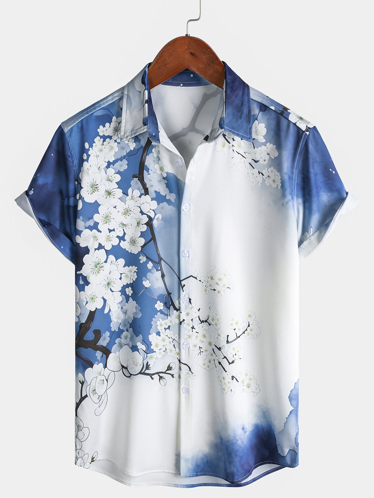 Men’s Cherry Blossom Print Resort Short Sleeve Shirt