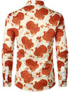 Men's Thanksgiving Turkey Day Fall Festival Gift Funny Holiday Button Long Sleeve Shirt