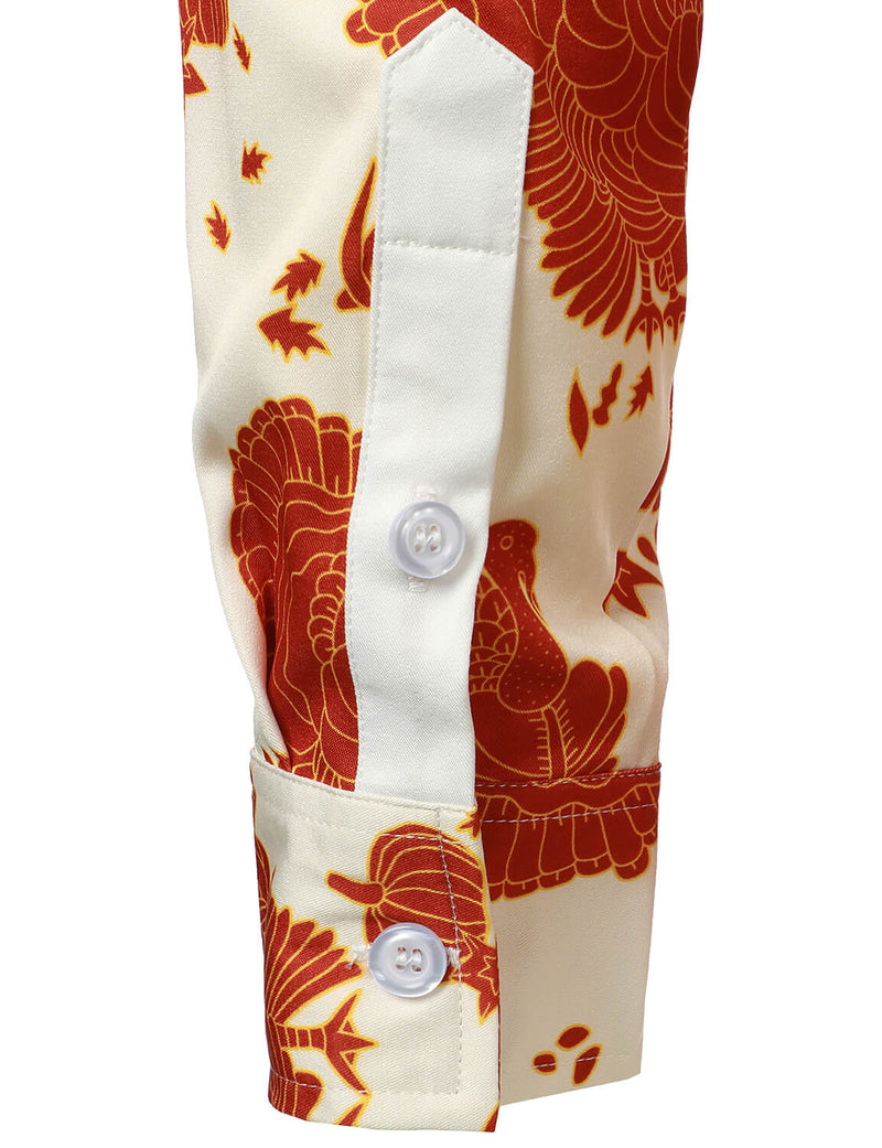 Men's Thanksgiving Turkey Day Fall Festival Gift Funny Holiday Button Long Sleeve Shirt
