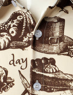 Men's Thanksgiving Fall Festival Gift Funny Turkey Pumpkin Holiday Button Long Sleeve Shirt