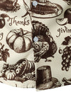Men's Thanksgiving Fall Festival Gift Funny Turkey Pumpkin Holiday Button Long Sleeve Shirt