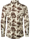 Men's Thanksgiving Fall Festival Gift Funny Turkey Pumpkin Holiday Button Long Sleeve Shirt