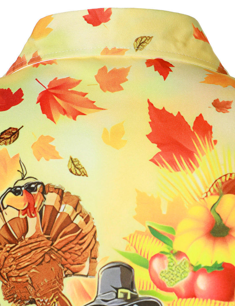 Men's Thanksgiving Holiday Hilarious Dinosaur Funny Turkey Day Button Ugly Long Sleeve Shirt
