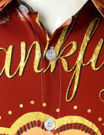 Men's Thanksgiving Festival Turkey Gift Button Burgundy Long Sleeve Shirt
