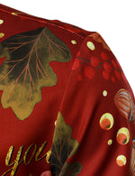 Men's Thanksgiving Festival Turkey Gift Button Burgundy Long Sleeve Shirt