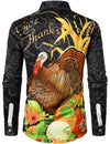 Men's Turkey Thanksgiving Fall Festival Pumpkin Holiday Button Up Long Sleeve Shirt